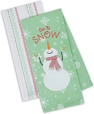 Design Imports DII Let It Snow Snowman Winter Dishtowel Set 2