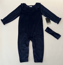 Baby Girl Clothes 3 Months Jumpsuit Headband 2 PC Set Cute Velour Outfit New