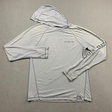 Vineyard Vines Shirt Mens XS Gray Long Sleeve Hooded Logo Spell Out Boating Poly