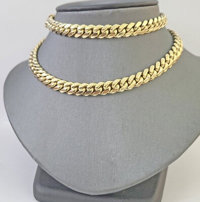 solid 14k Real Yellow Gold Miami Cuban Link Chain 7mm Necklace 20''-26'' Inch