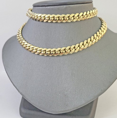 solid 14k Real Yellow Gold Miami Cuban Link Chain 7mm Necklace 20"-26" Inch