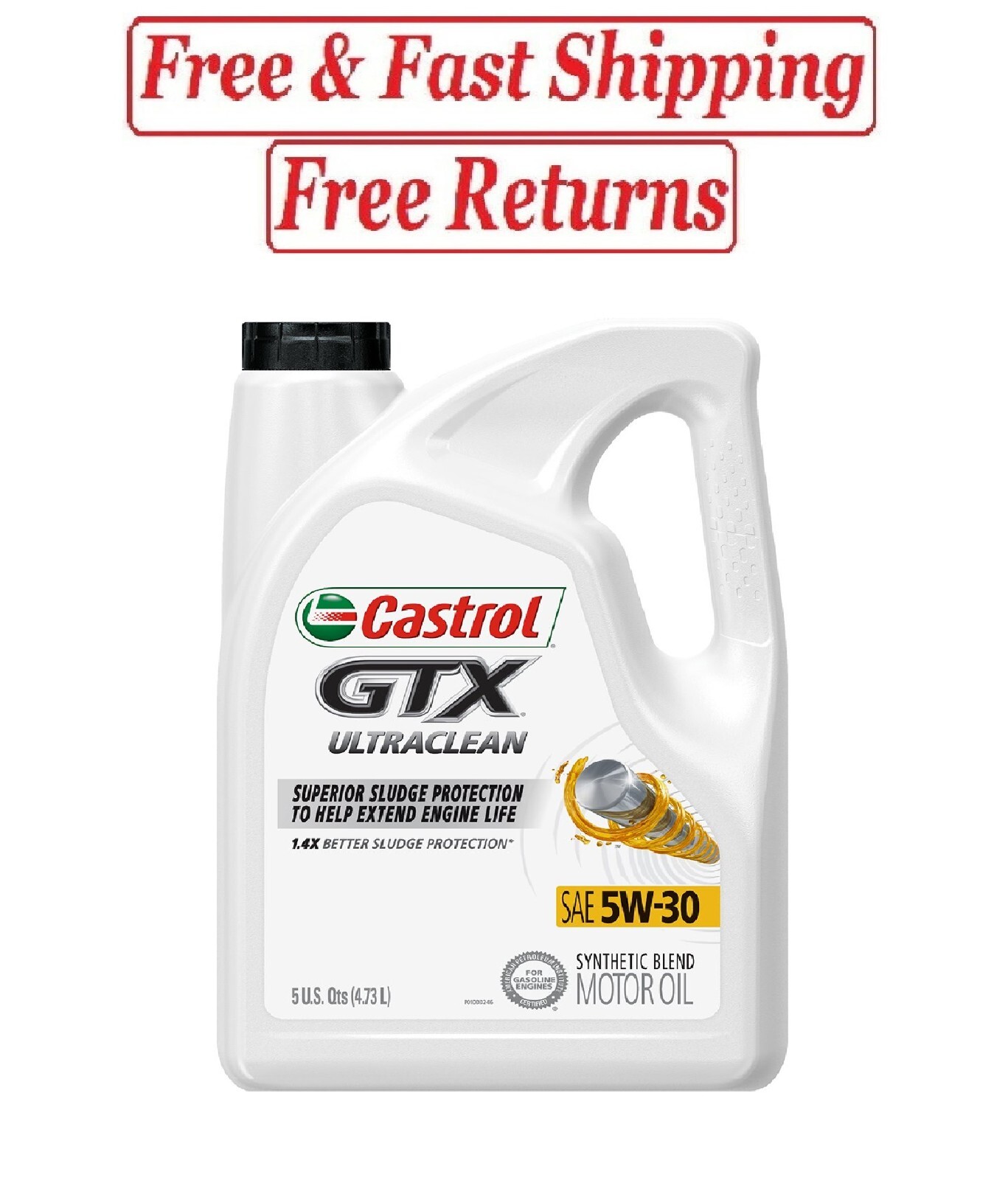 Castrol GTX Ultraclean 5W-30 Synthetic Blend Motor Oil, 5 Quart | eBay