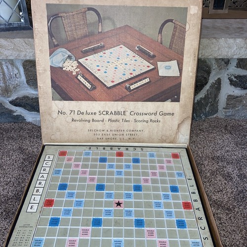 Vintage No. 71 Deluxe Scrabble Crossword Game Revolving Board Selchow