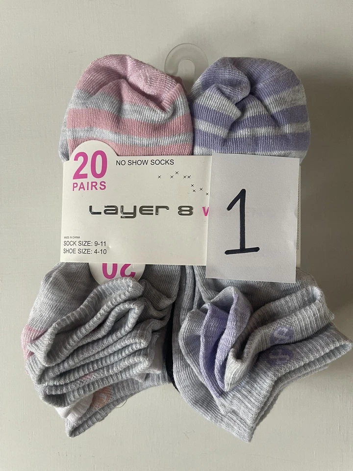 Paquete de 20 calcetines LAYER 8 No Show cojín Qwick-Dry mujer calcetín talla 9-11 Foto 3 de 4