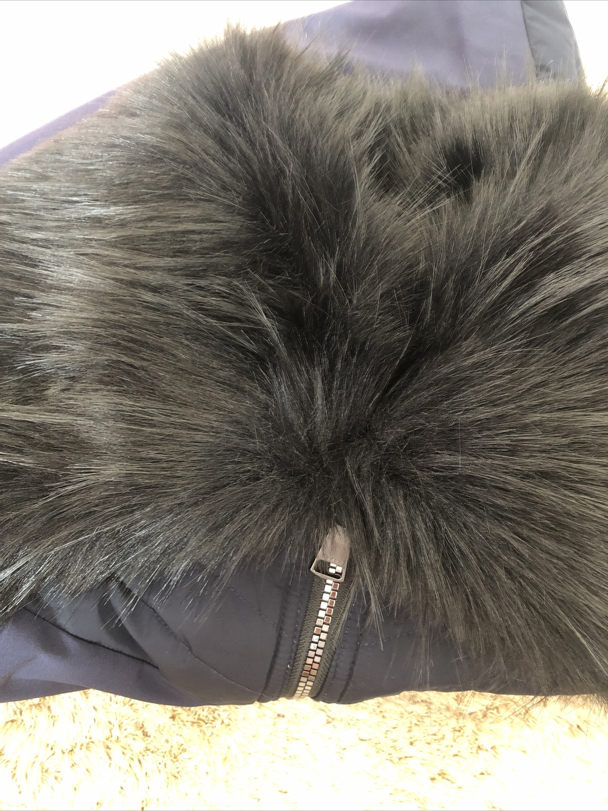 Elegant Ladies Slim Fit Dark Blue Jacket with Faux Fur Collar image 5