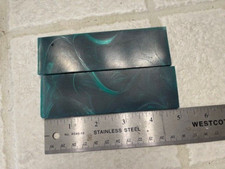 Pair of Green Carbon Fiber Copper Powder Black Resin Knife Handle Blank Scale