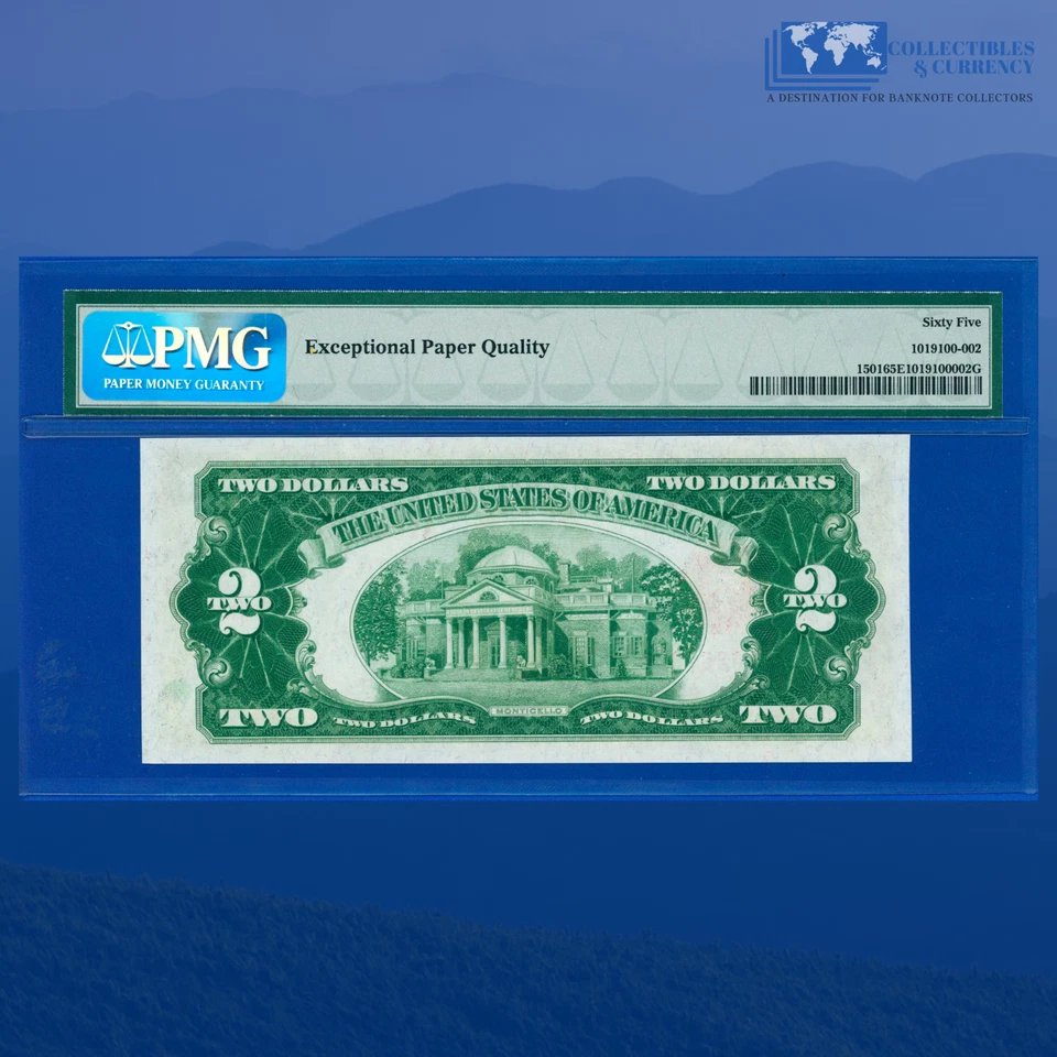 Fr.1501 1928 $2 Two Dollars Legal Tender Note, A/A Block, PMG GEM 65 EPQ #85737 - Image 2 of 3
