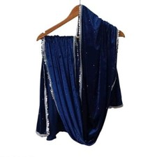 Blue Velvet Golden Embroidered Dupatta For Women Traditional Indian Girls Wear