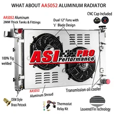 ASI 3ROW Radiator+Shroud Fan For 1994~2001 Dodge Ram 1500 2500 3500 3.9L 5.2 5.9