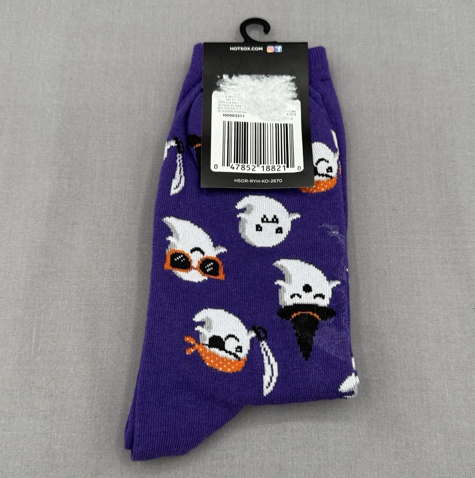 Hot Sox Crew Calcetines Talla 9-11 Disfraz Fantasmas Púrpura Hecho en Corea Divertido Foto 2 de 2