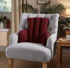 Ergonomic Reversible Armchair Cuddle Cushion Teddy Fleece Comfy Ribbed Burgundy
