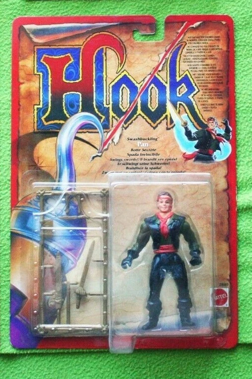 VINTAGE HOOK ACTION FIGURE: PETER PAN, SWASHBUCKLING. SWINGS SWORDS! BRAND NEW!