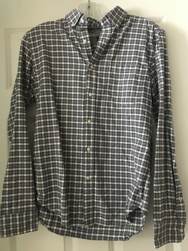 Banana Republic Mens black white plaid long sleeve shirt Size S EUC oxford slim