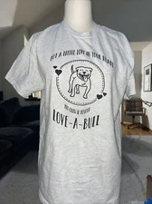 Love  A Pit Bull Dogs Gray Short Sleeve T Shirt Size Medium Free Shipping