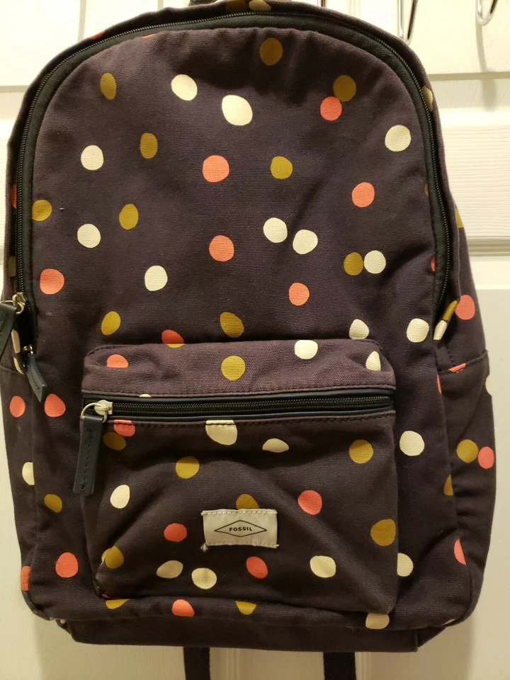 Mochila grande de lona lunares multicolor azul fósil para dama Foto 2 de 4