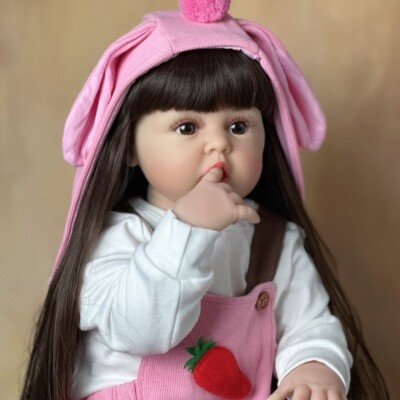 Soft Reborn Vinyl Doll 24 Inch for Girl Lifelike Princess Baby Cloth Body Gift