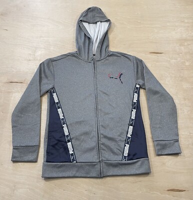 Puma Full Zip Hoodie Sweatshirt Youth Large L 14-16 Gray