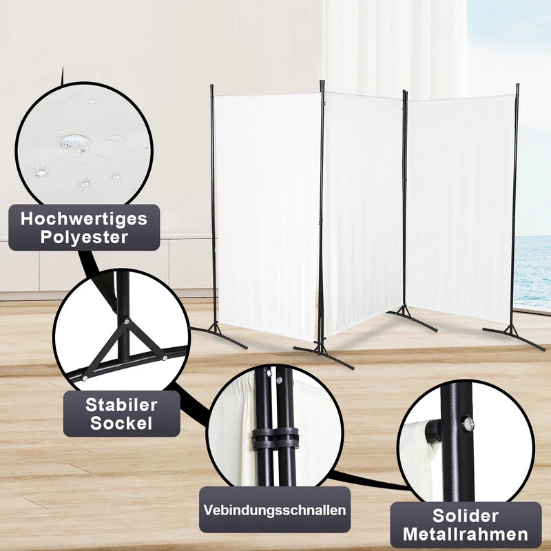 Paravent Raumteiler Faltbar Sichtschutz Trennwand Mobiler Balkon Outdoor 1-4Teil - Bild 2 von 4
