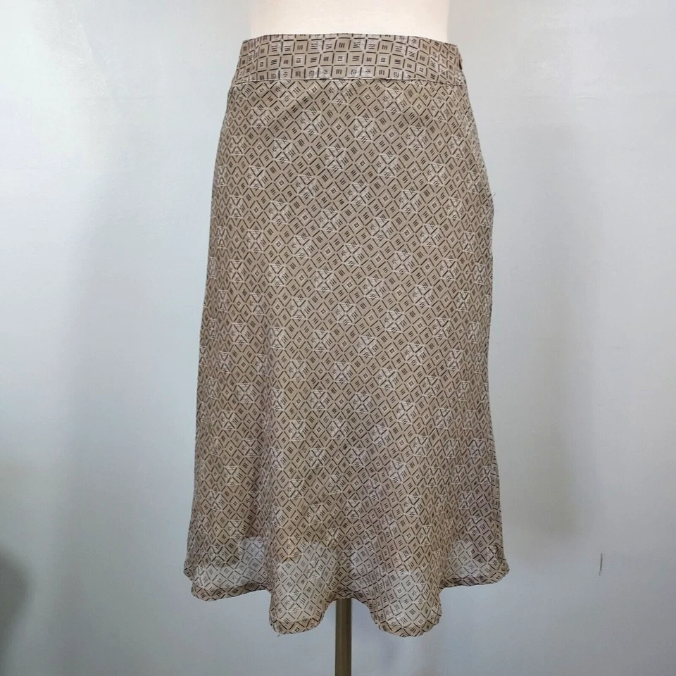 Covington A Line Skirt Womens Size 8P Flowy Lined Beige Black Chiffon Career - Image 2 of 4