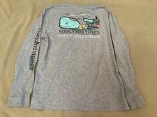 Vineyard Vines Tshirt Large Boys 16 Grey Long Sleeve Whale Halloween