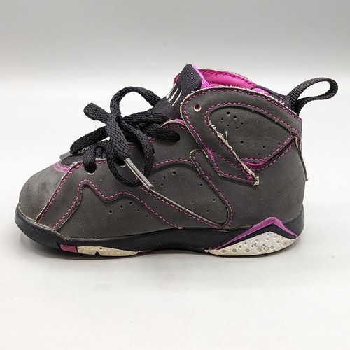 Nike Air Jordan 7 Retro 705418-016 30th Dark Grey Fuchsia Toddler Shoes Size 7C - Picture 7 of 11