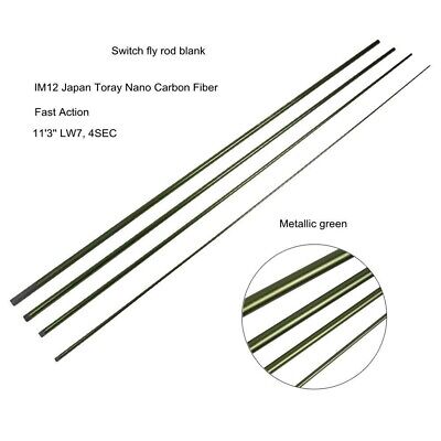 Fly Fishing Rod Blanks Carbon Fast Powerful Spare Tips Spey Salmon Matte  Green S 