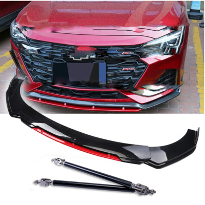 Front Bumper Lip Spoiler Body Kit Red +Strut Rods For Chevrolet Traverse 