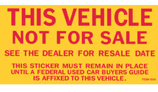 Car Dealer "This Vehicle Not For Sale" Stickers, 100 per pack