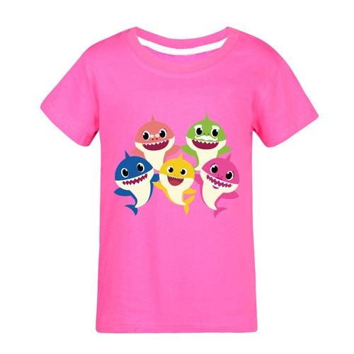 Kids Girls Boys Baby Sharks Costume T-Shirt Summer Casual Short Sleeve Tee Tops - Picture 19 of 53