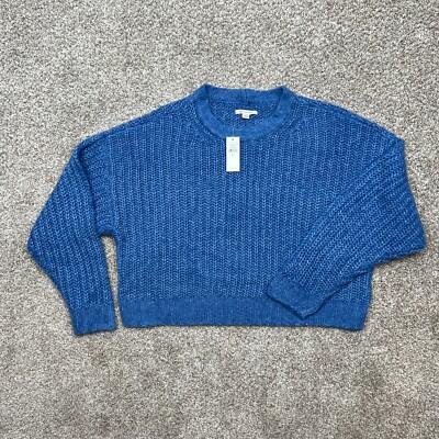 American Eagle Sweater Womens Large Blue Soft Chunky Knit Crop Oversized  NWT