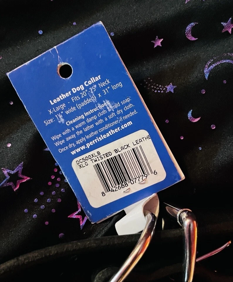 Perri's Twisted Leather Dog Collar XLG Black Twist Perris NWT 20-25” Necklace - Image 3 of 3