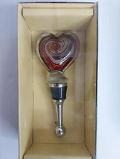 Art Glass Wine Stoppers New in Pkg. Bed Bath & Beyond 5 inches glass Heart