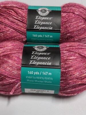 LOOPS & THREADS ELAGANCE YARN, 1.75 OZ, PINK LILY.  LOT OF 2