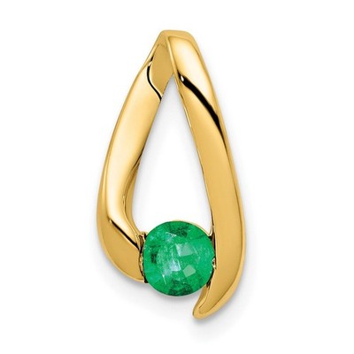 14k Gelbgold 4mm Smaragd Anhänger