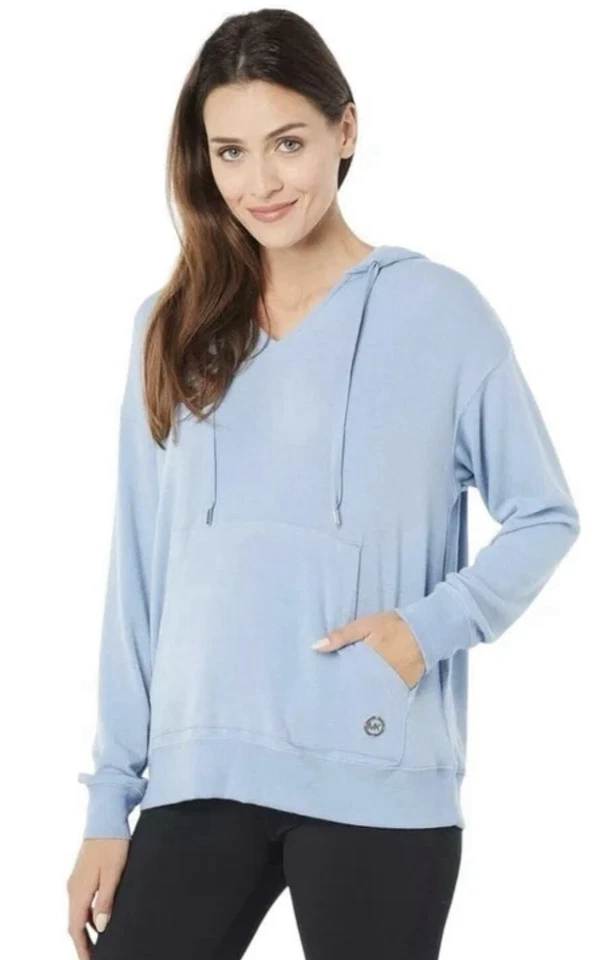 Michael Kors Mujer Acogedora Sudadera Cambray Azul Claro Con Sudadera con Capucha Talla OX Foto 4 de 4