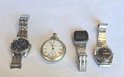 #ad Watch Lot of 4 Vintage Watches Elgin Casio Timex Pulsar $39.99