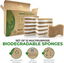 Cleaning Sponges   Cellulose Kitchen Pads Set of 12 Eco-Friendly Biodegradable
