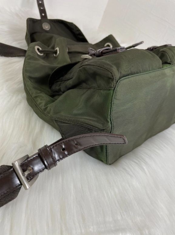 Prada Nylon Backpack Drawstring Triangle Logo Kha… - image 6