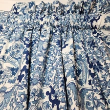 Ralph Lauren Tamarind Bird 17x80 Window Valance Rod Pocket 2 Side Porcelain Blue