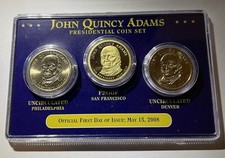 2008 PDS John Quincy Adams Presidential Dollar Coin Set. Uncirculated