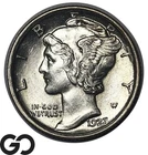 1923 Mercury Dime Philadelphia AU Full Bands 90% Silver 10C