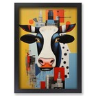Framed Cow Constructivism Art Wall Art Canvas Print Poster Picture, Home Decor