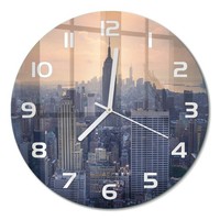 Wanduhr Glasuhr Aus GehäRtetem Glas Manhattan New York WeißE Zeiger Fi30 Cm