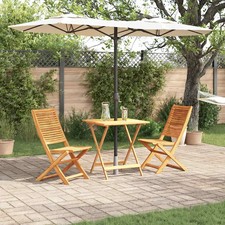Ensemble bistro pliant Marron Bois d'Acacia Massif Mobilier de jardin vidaXL vid