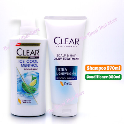 CLEAR  Ice Cool Menthol Scalp Care Shampoo 370ml + Daily Treatment 330ml Set