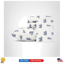 Brushed Cotton Flannel Full Sheet Set with Nature-Inspired Bears  Trees Design