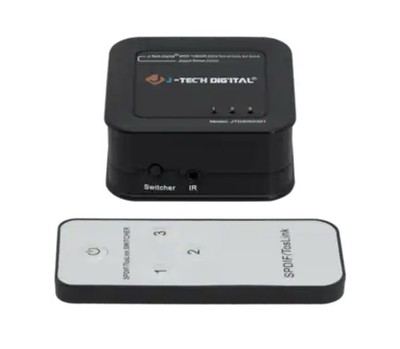J-Tech Digital SPDIF TOSLINK Digital Optical Audio 3x1 Switch- jtech jtdsw0301