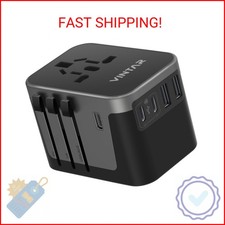 Universal Travel Adapter, VINTAR International Power Adapter with 6A 3 USB C and