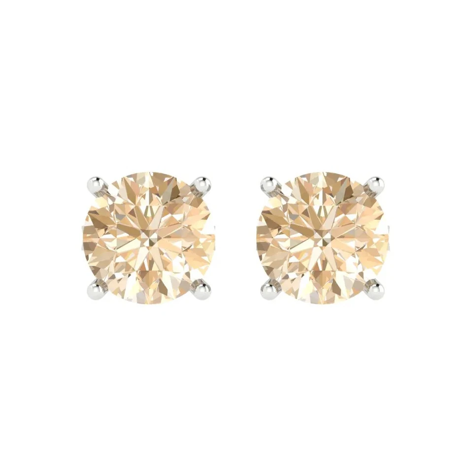 4 cttw Round Natural Morganite Gold-Plated Push Back Stud Earrings for Women - Image 3 of 4
