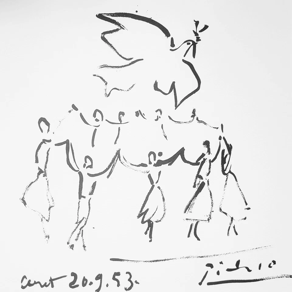 Affiche Lithographie Sardane de la paix” Picasso, Reproduction Officielle - Photo 1/4